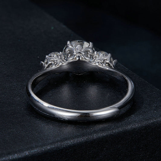 925 Sterling Silver Moissanite 6.5mm 1ct Ring, Size E for Women