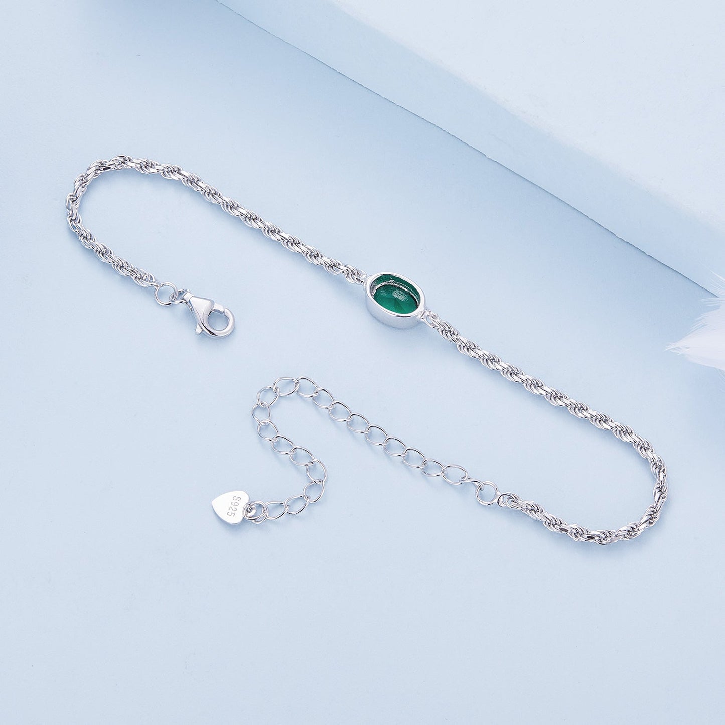 925 Sterling Silver Bracelet with CZ Pendants 150mm + 60mm Adjustable Size