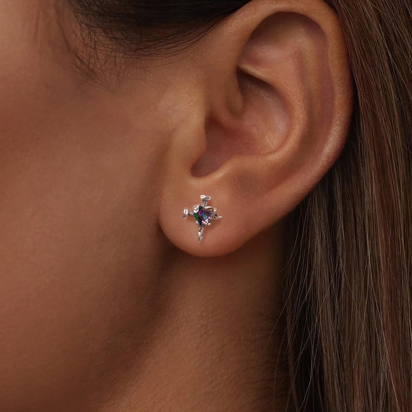 925 Sterling Silver Earrings with Transparent Glass for Women