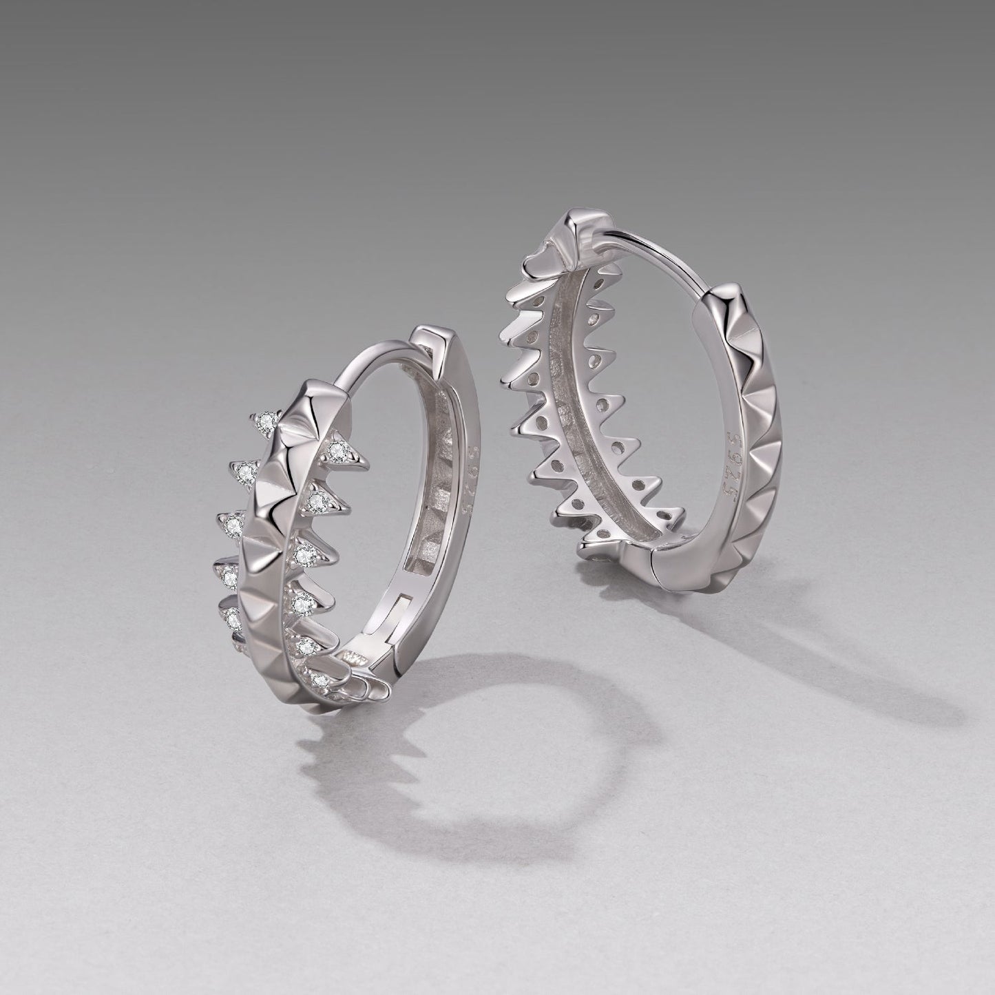 925 Sterling Silver White Gold Plated 1.6cm Pavé CZ Hoop Earrings for Women