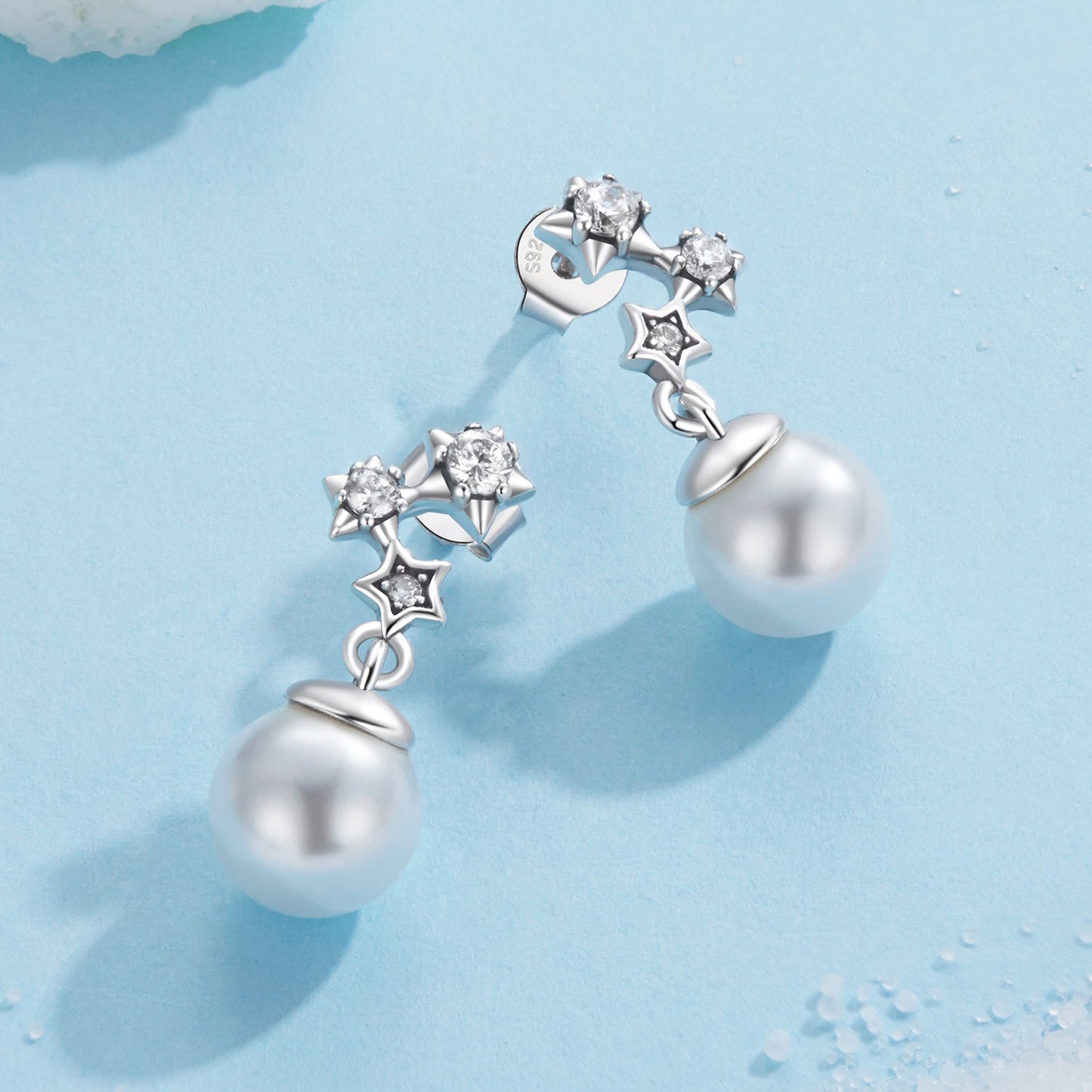 925 Sterling Silver Earrings with Quality Shell Pearl and CZ for Women