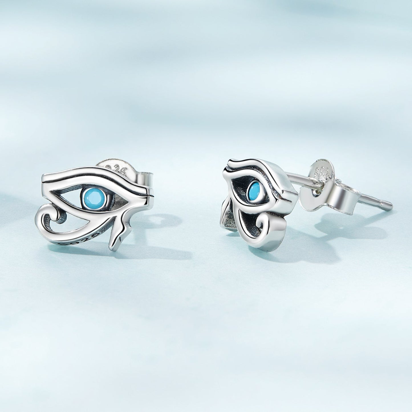 925 Sterling Silver Turquoise Earrings, 0.6*0.9cm, Oxidized Silver Finish for Women