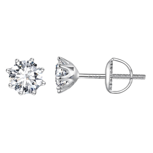S925 Silver 0.5 Carat Moissanite Earrings 6.0mm for Women