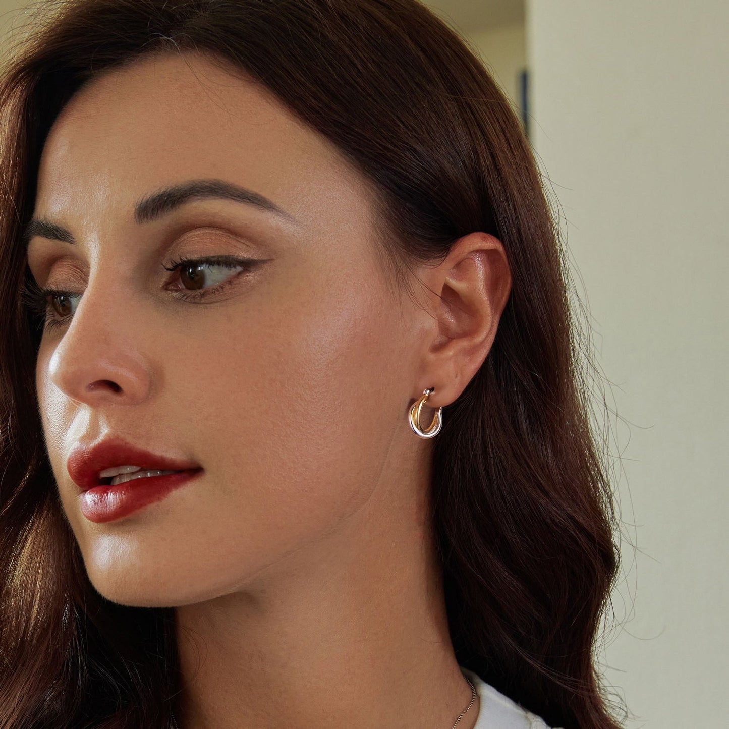 925 Sterling Silver Earrings with Platinum and Gold Plating for Women