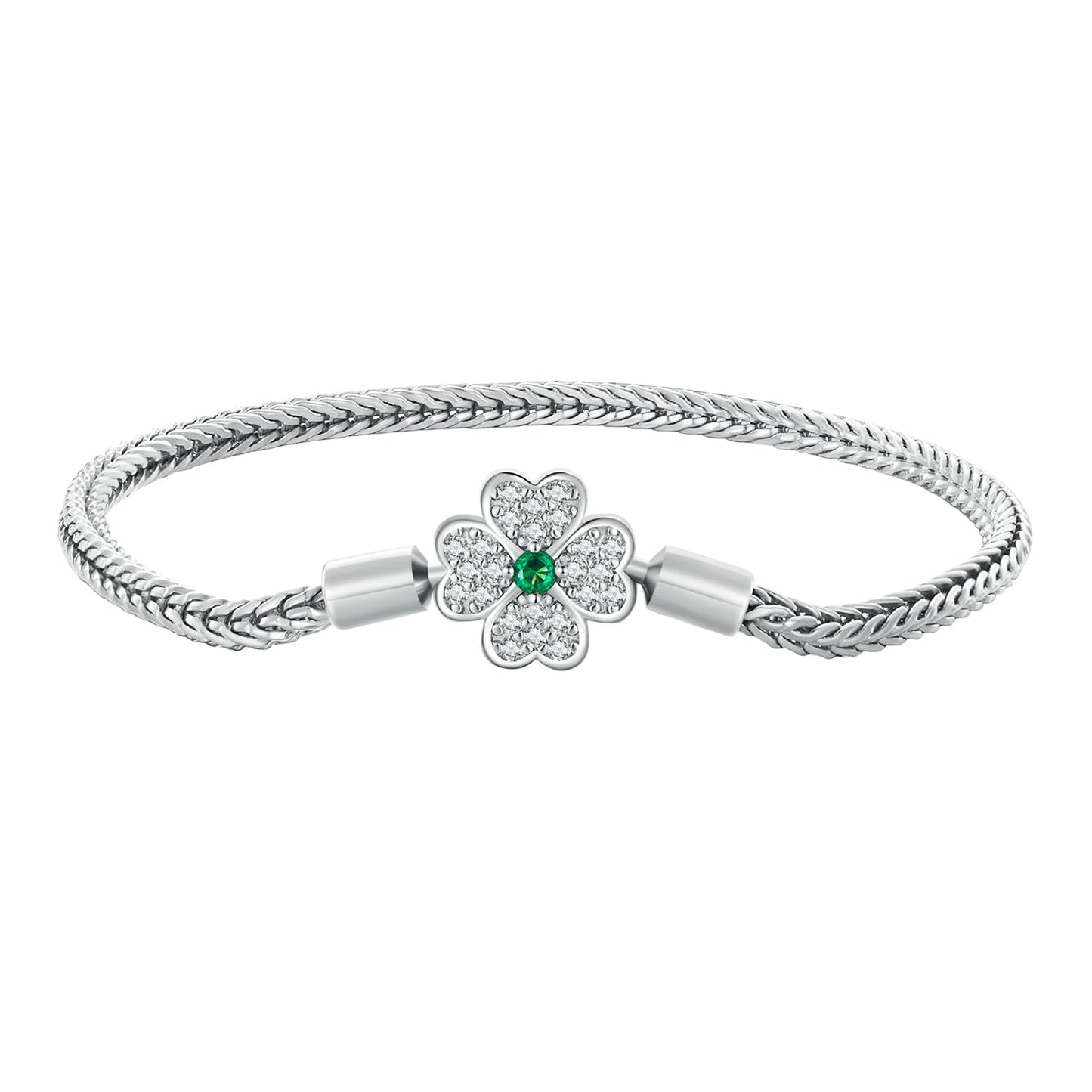 925 Sterling Silver Plated Platinum Bracelet with 3mm Rope for Women