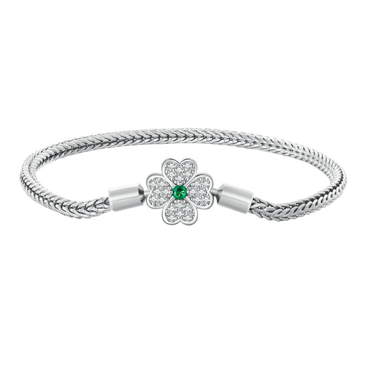 925 Sterling Silver Plated Platinum Bracelet with 3mm Rope for Women