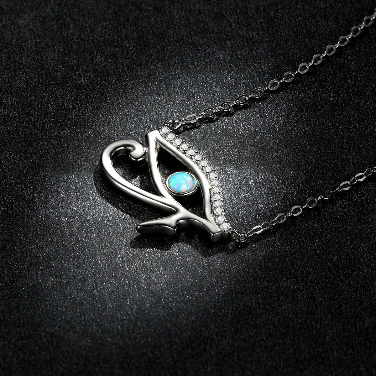 925 Sterling Silver Opal Necklace with CZ and Platinum Plating, Adjustable Length 45cm, Women’s Jewelry