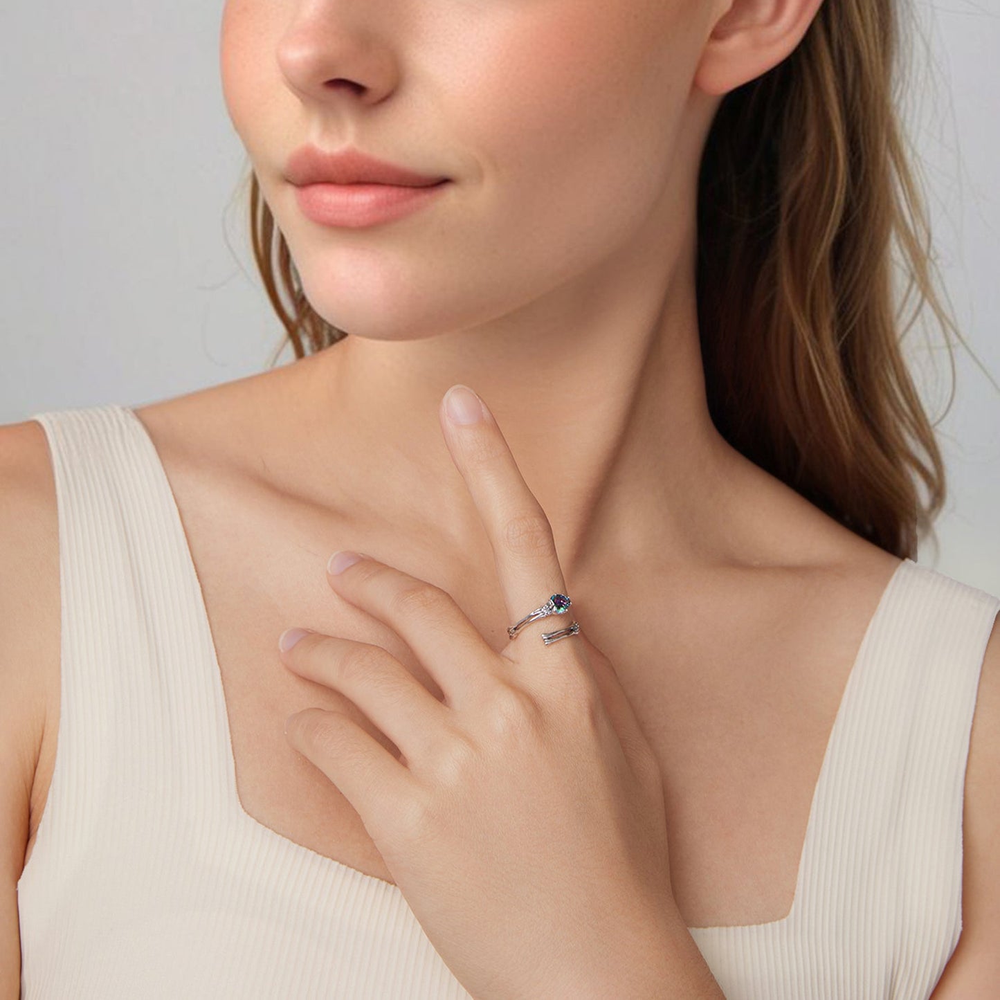 925 Sterling Silver Ring with Heart Design, 0.55cm Heart Size, Women’s Jewelry
