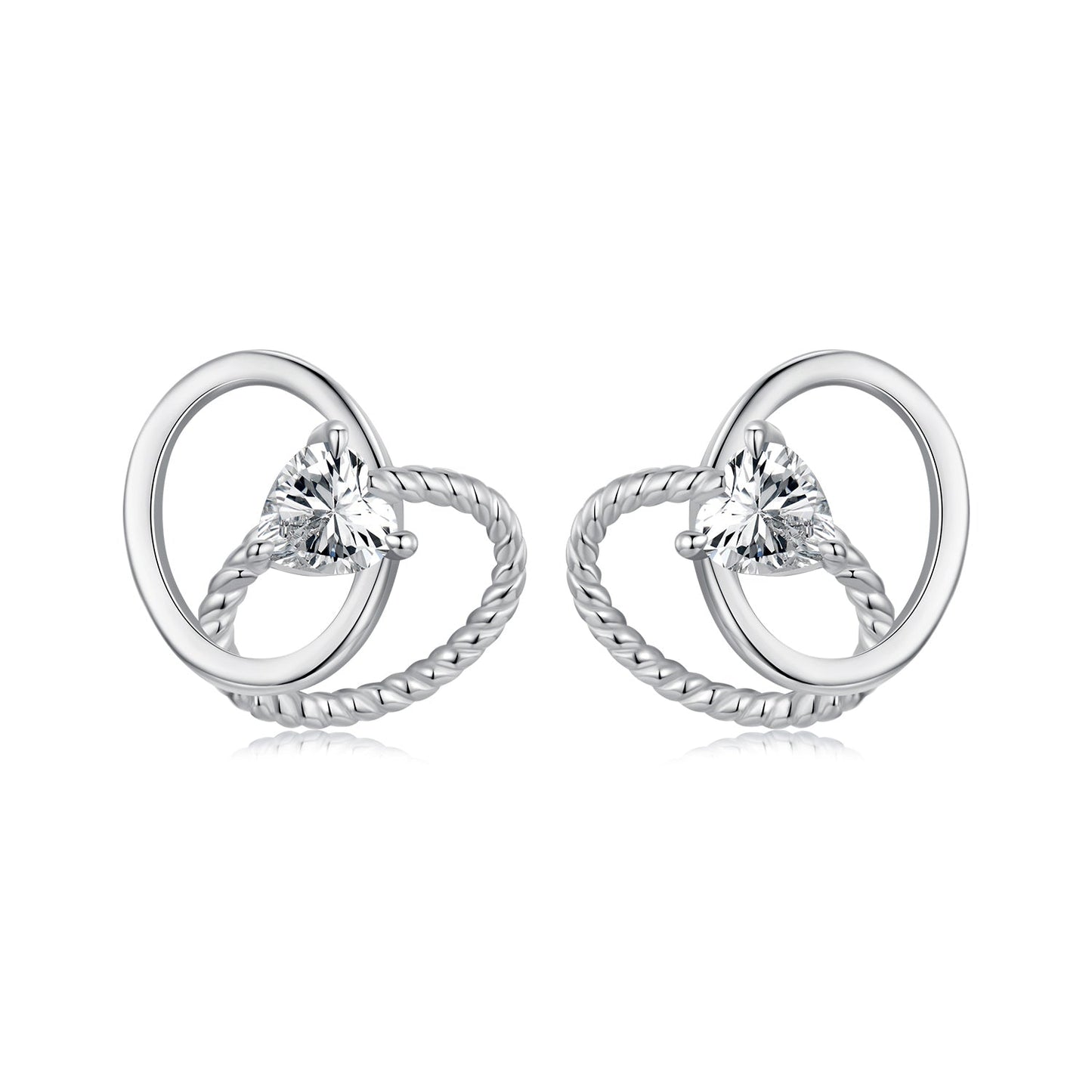 925 Sterling Silver White Gold Plated Pavé Setting CZ Earrings