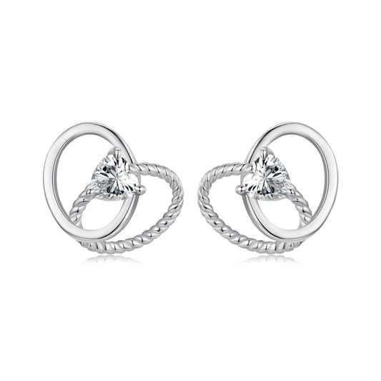 925 Sterling Silver White Gold Plated Pavé Setting CZ Earrings