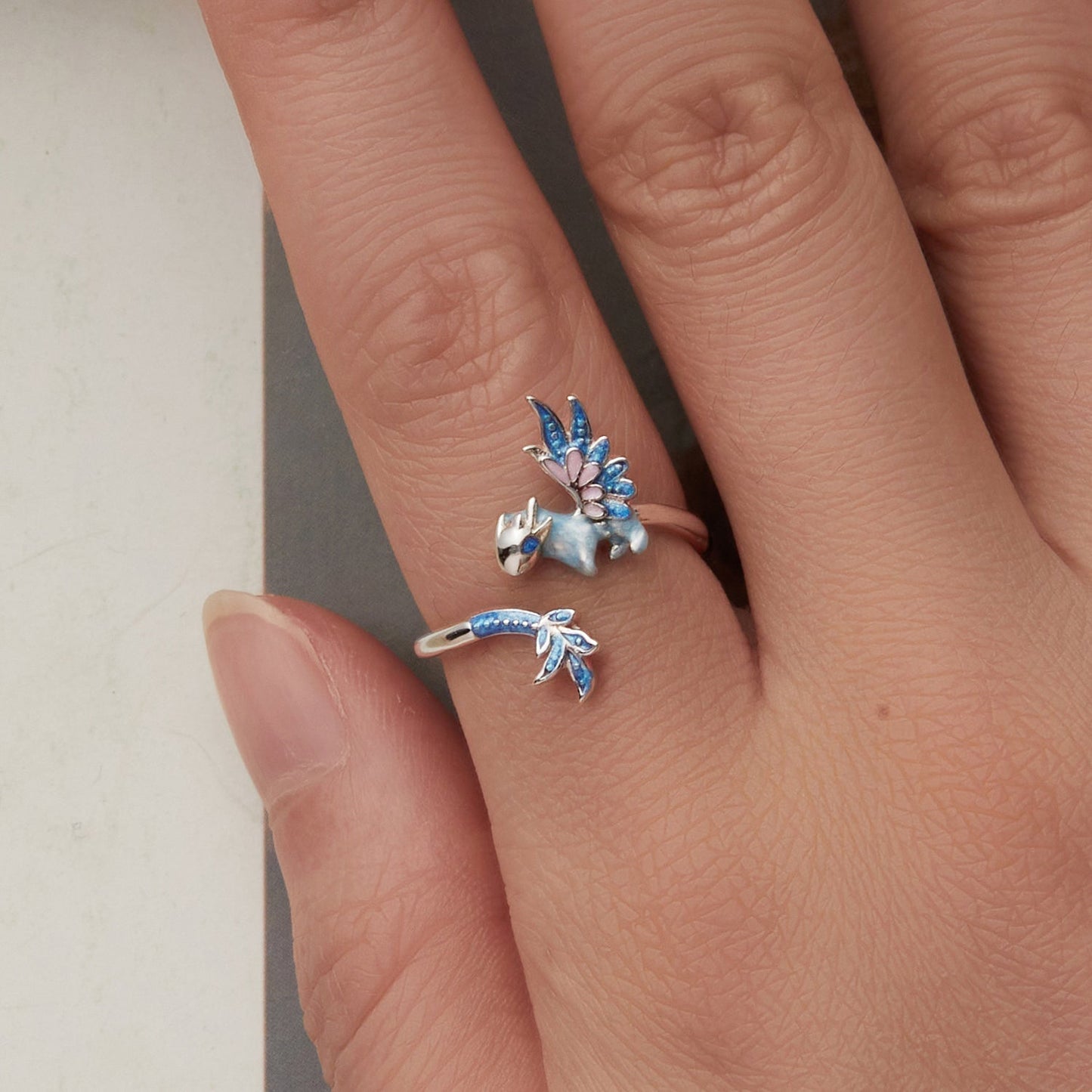 925 Sterling Silver Enamel Process Pavé CZ White Gold Ring for Women