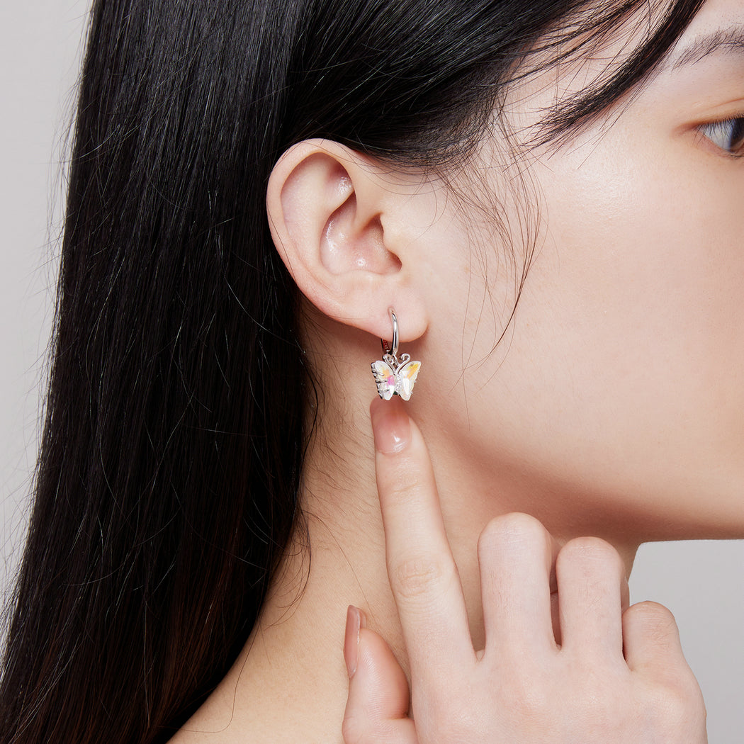 925 Sterling Silver Earrings with Resin, 23x13mm, Plated Platinum for Women
