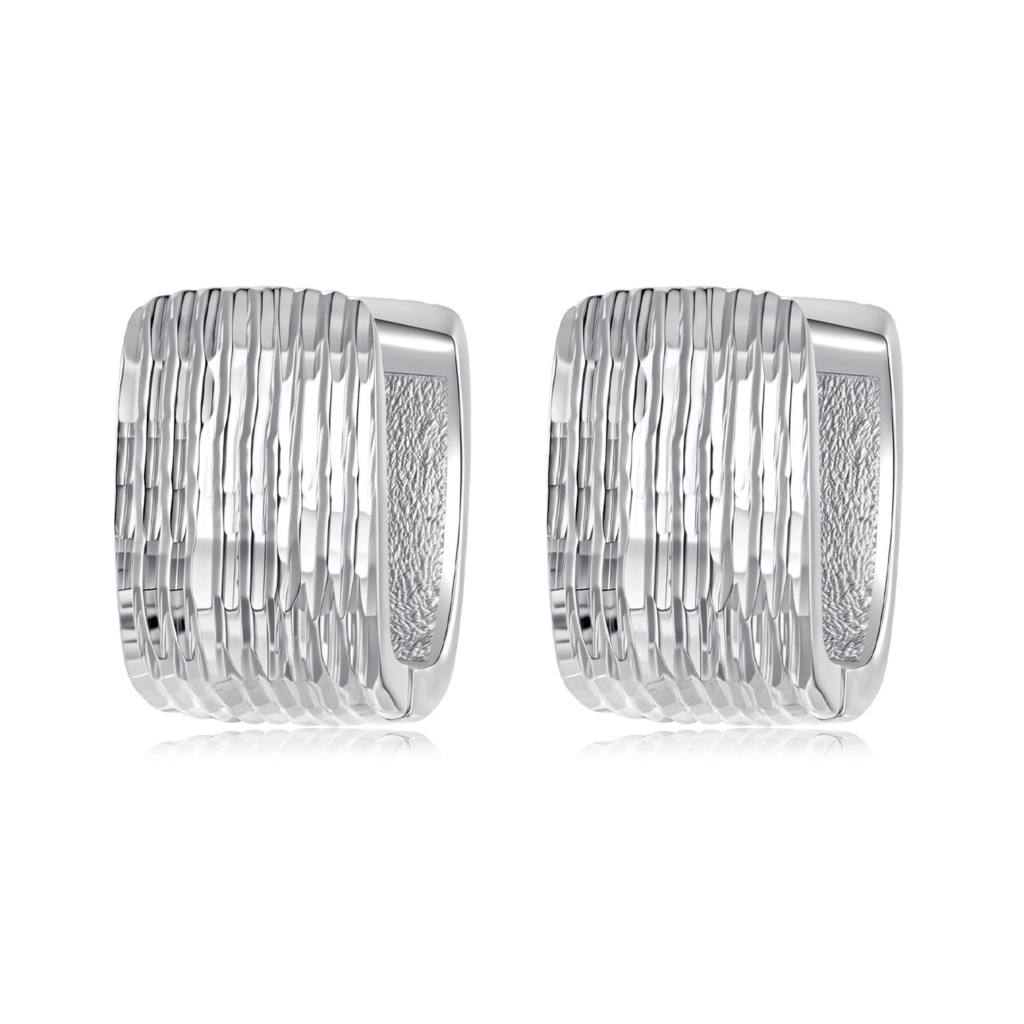 925 Sterling Silver Earrings for Women with White Gold Plating - 1.1cm x 0.7cm