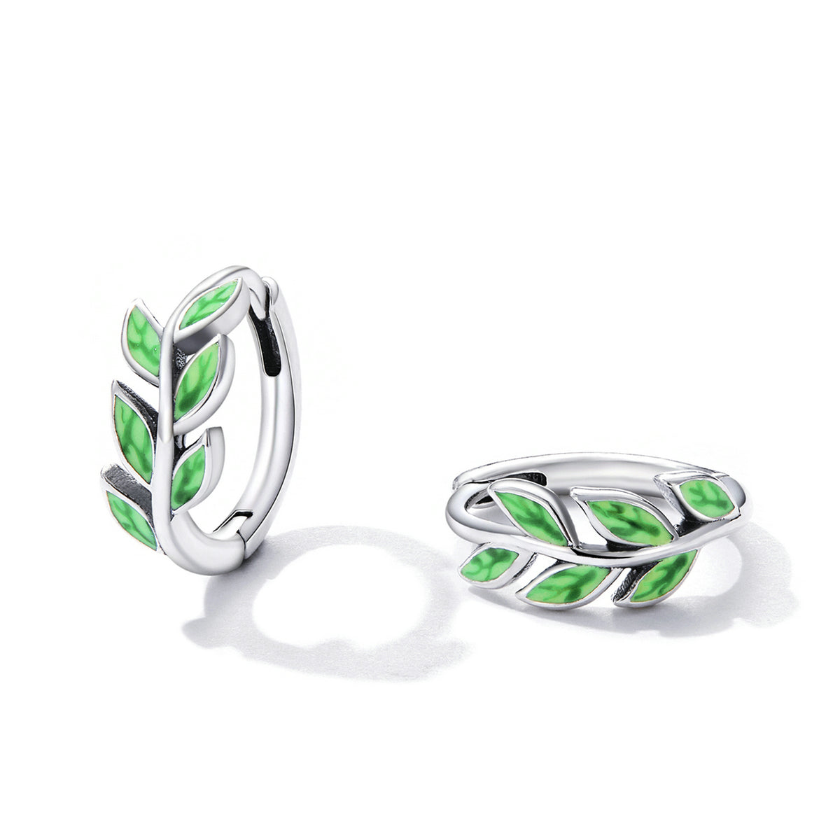 925 Sterling Silver Enamel Oxidized Silver Earrings for Women, 1.2*0.5cm