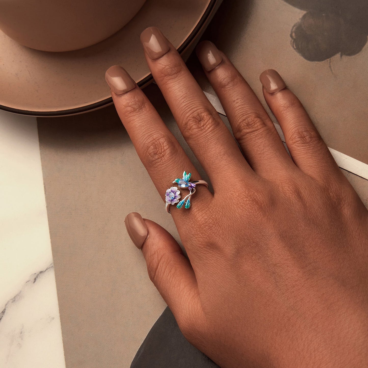 925 Sterling Silver Enamel 1.8mm Pavé Setting CZ Ring for Women