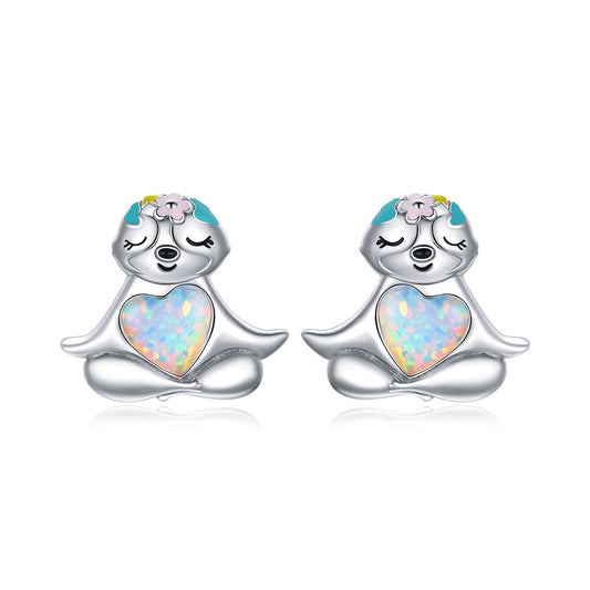 925 Sterling Silver Earrings with Translucent Opal