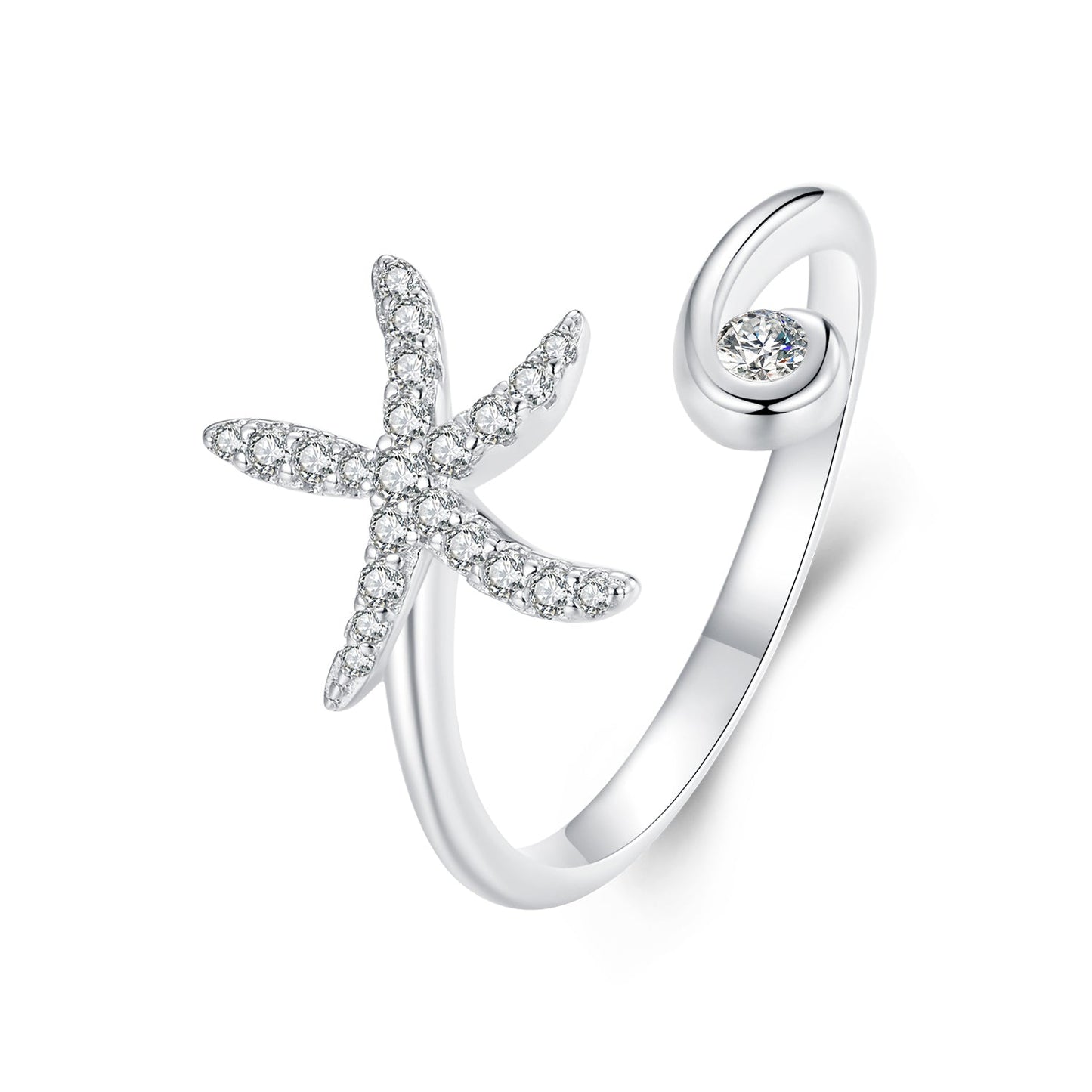 925 Sterling Silver Pavé Setting White Gold Ring for Women