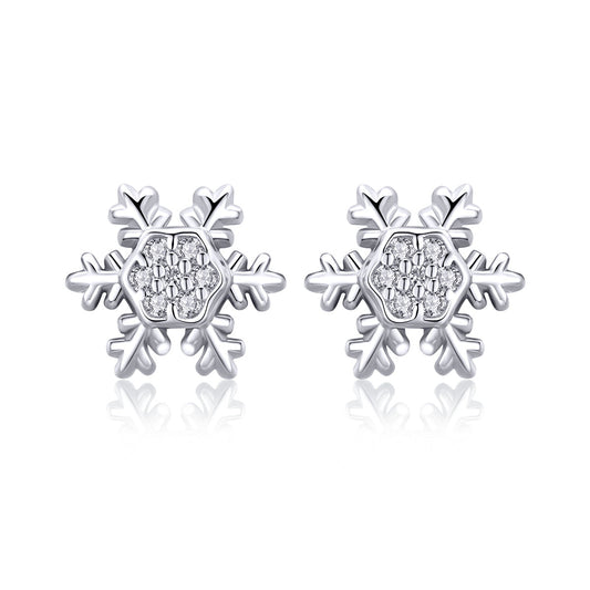 S925 Sterling Silver Earrings with CZ in Pavé Setting - 0.8*0.8cm for Women