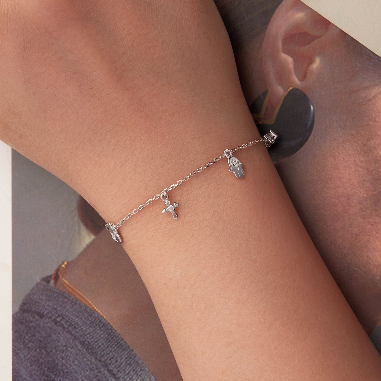 925 Sterling Silver Bracelet with Plated White Gold and Pavé Setting CZ