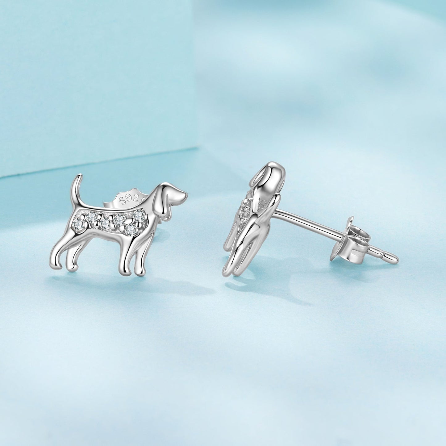 925 Sterling Silver Pavé Set CZ White Gold Plated Earrings for Women