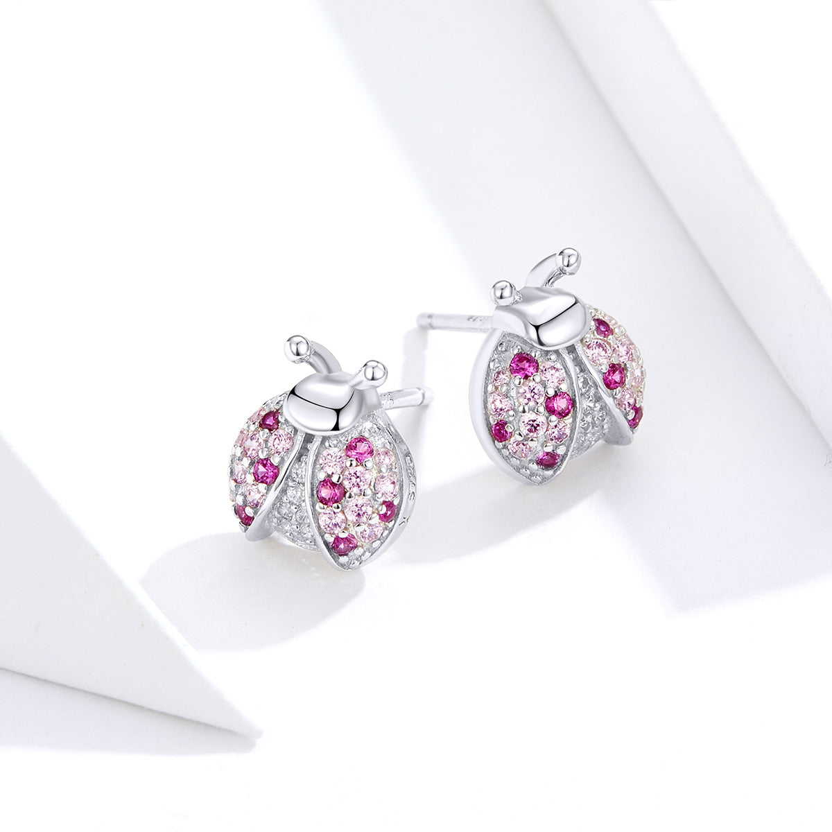 925 Sterling Silver Earrings with Pavé Setting CZ 1x0.9cm for Women
