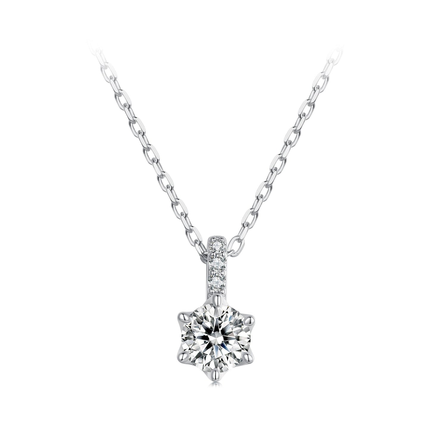 925 Sterling Silver Moissanite Plated Platinum Necklace for Women, 6.5mm, Style L, 400mm Length