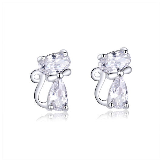925 Sterling Silver Plated Platinum Earrings with Pavé Setting CZ for Women