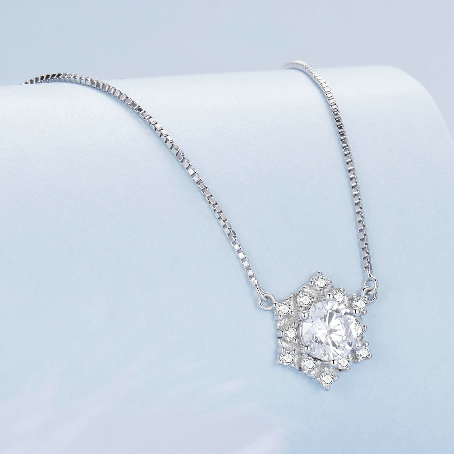 925 Sterling Silver Necklace with Pavé Setting CZ - Length 400+50mm - Women