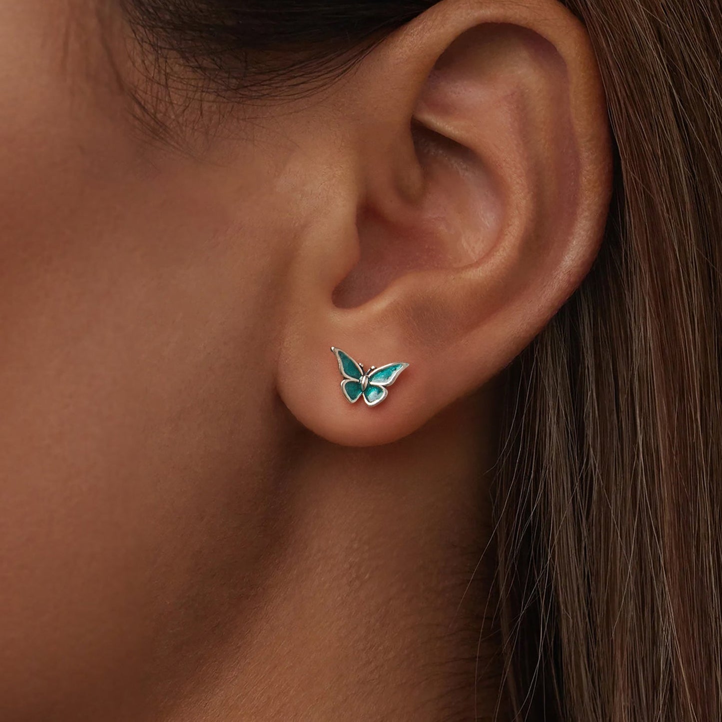 925 Sterling Silver Enamel Oxidized Earrings Size 0.7*1.1cm for Women