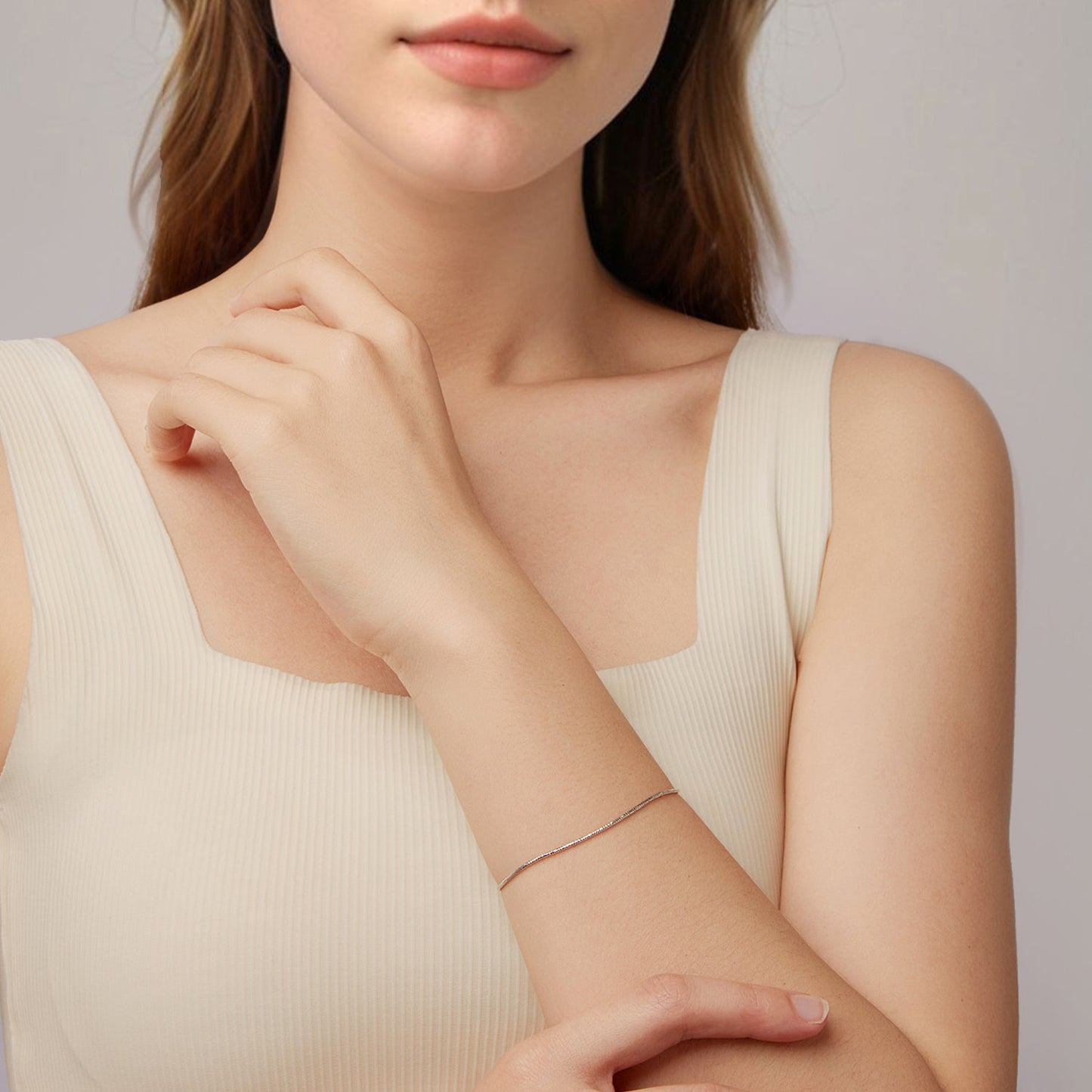 925 Sterling Silver Plated White Gold Adjustable Bracelet for Women
