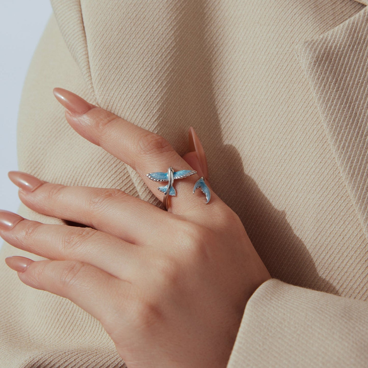 925 Sterling Silver White Enamel Pavé Set CZ Ring for Women