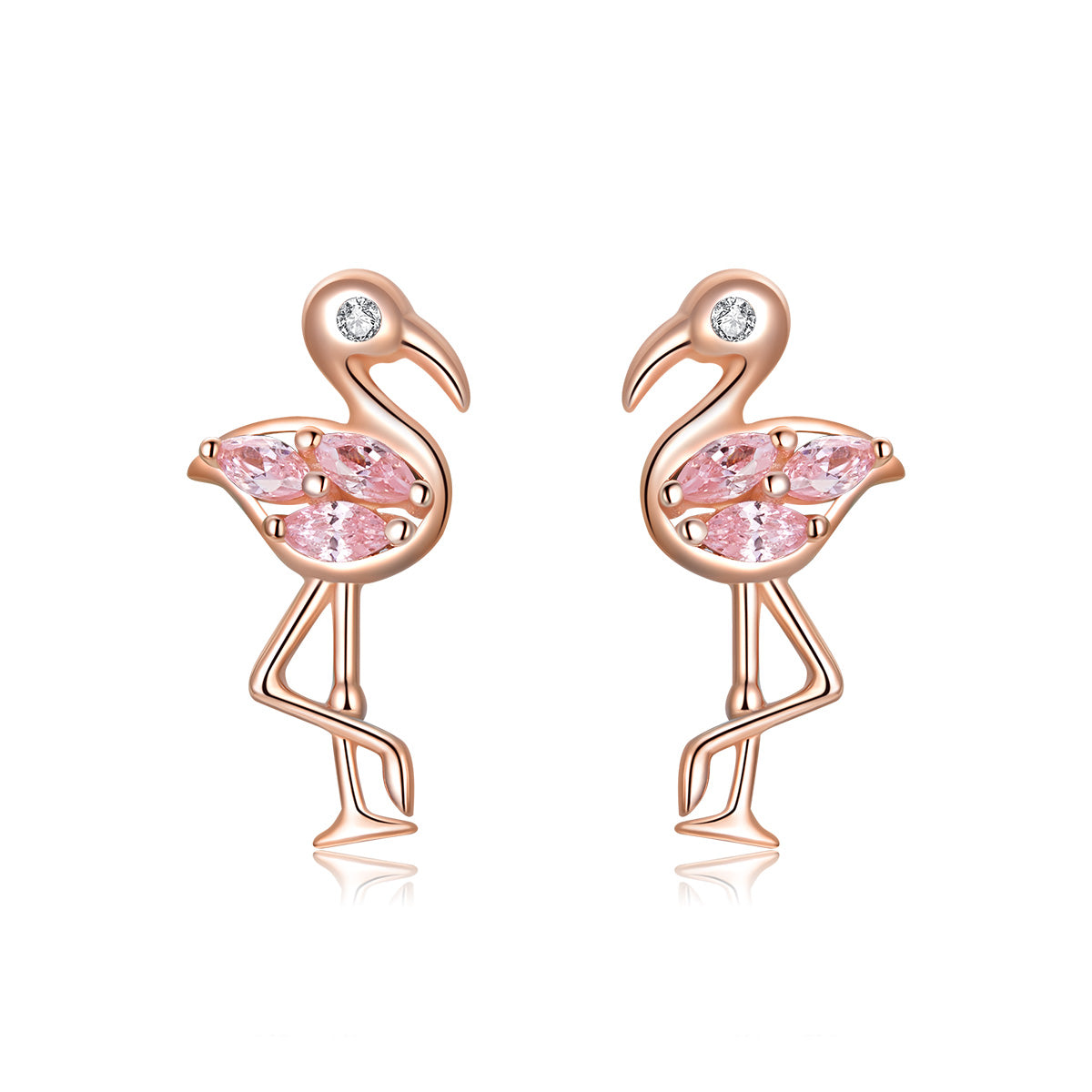 925 Sterling Silver 1.5x0.7cm Plated Rose Gold CZ Earrings for Women