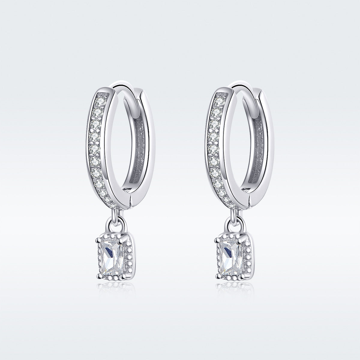 925 Sterling Silver 1.7cm Pavé Setting CZ Earrings