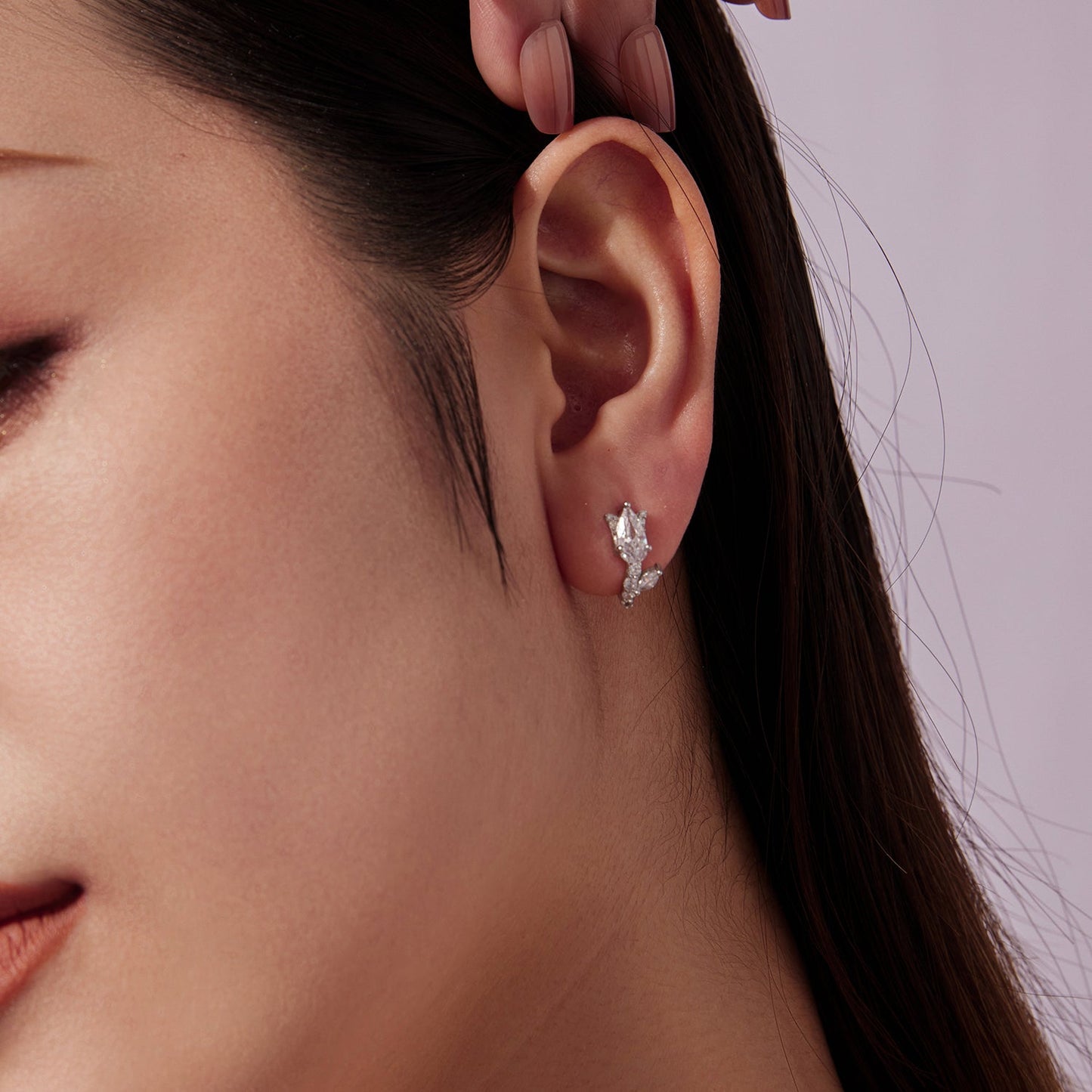 925 Sterling Silver Earrings with White Gold Plating and CZ