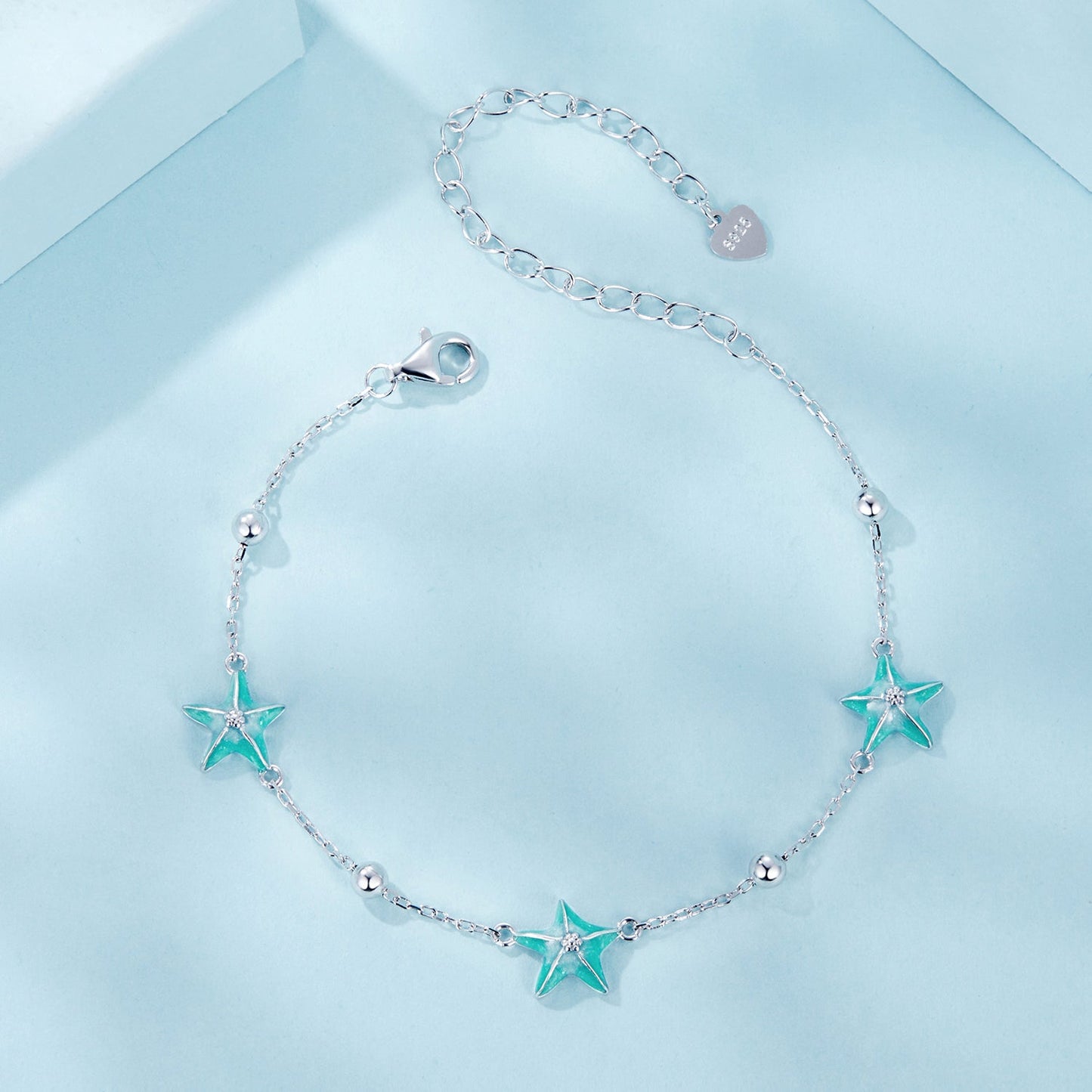 925 Sterling Silver Starfish Design Bracelet with Enamel Process