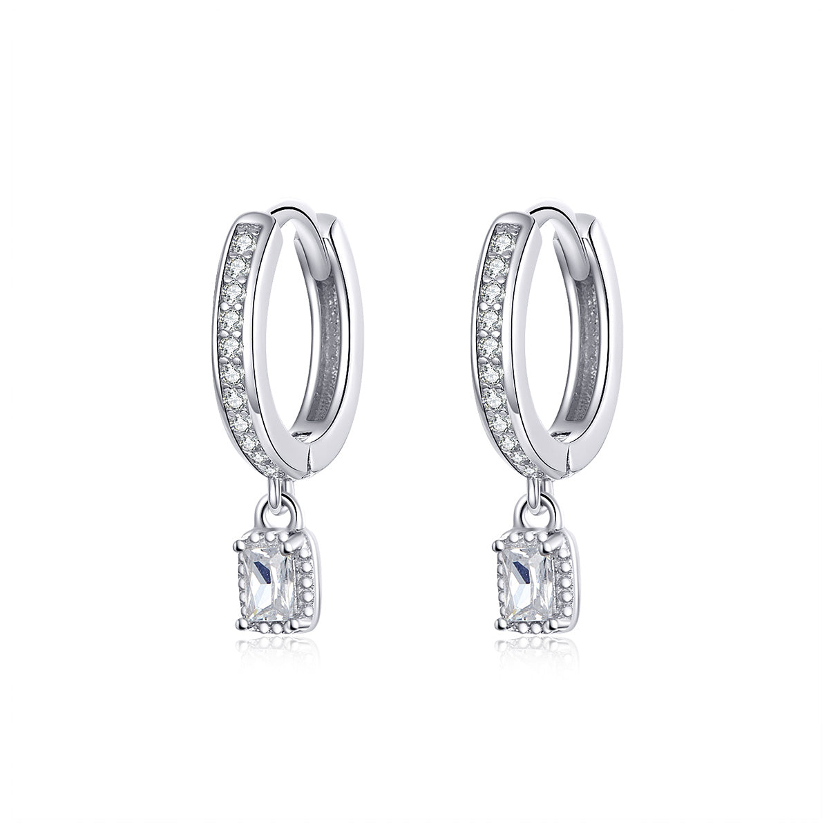 925 Sterling Silver 1.7cm Pavé Setting CZ Earrings