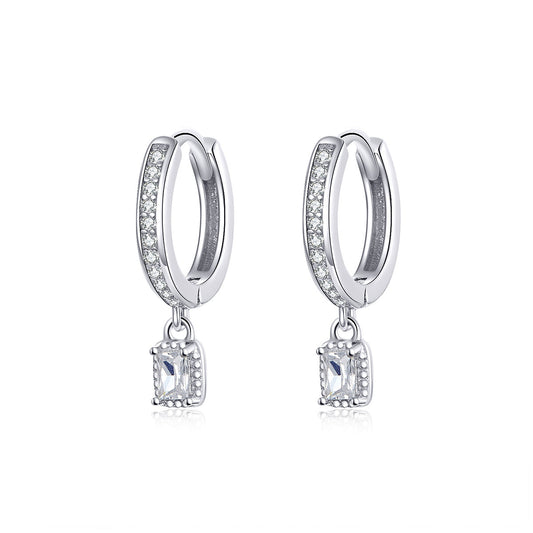 925 Sterling Silver 1.7cm Pavé Setting CZ Earrings