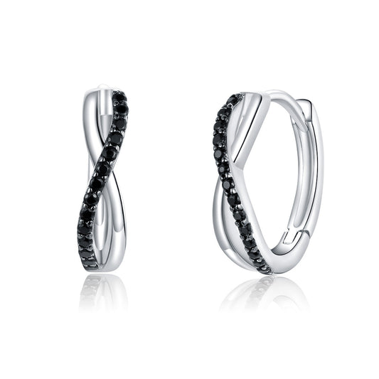 925 Sterling Silver Earrings 1.3*0.4cm with Pavé Setting CZ for Women