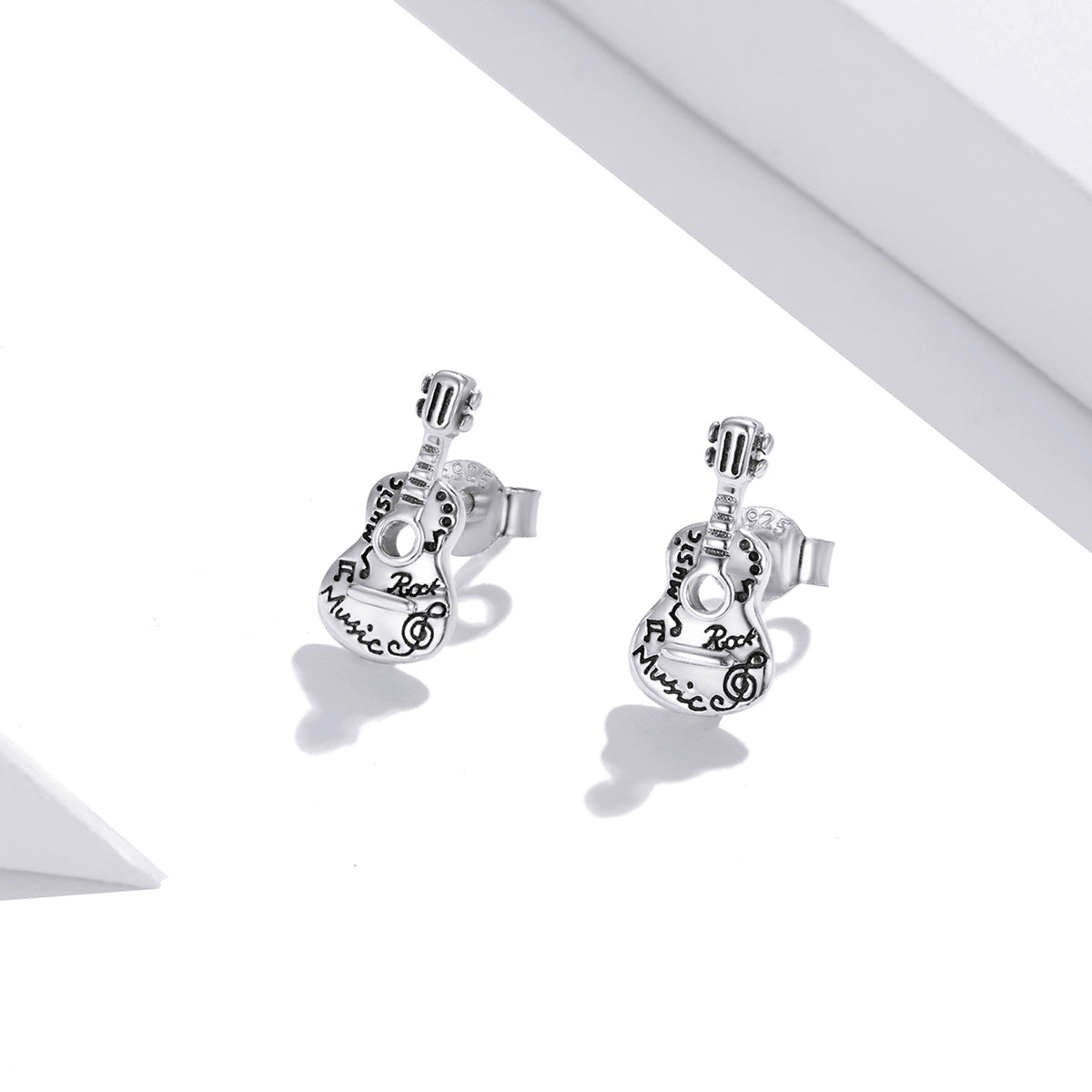 925 Sterling Silver & Oxidized Silver Earrings for Women - 1.3*0.6cm