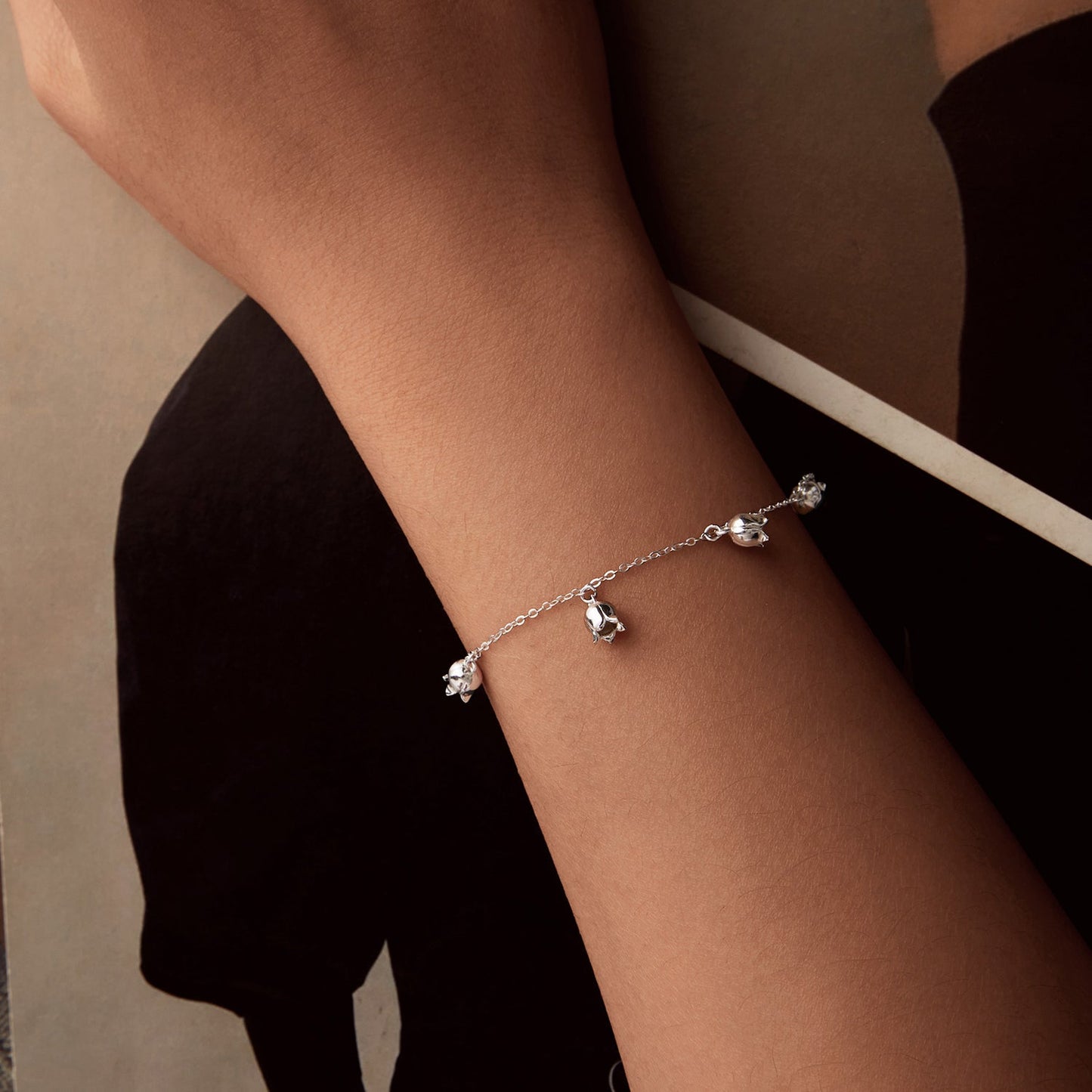 925 Sterling Silver Plated White Gold 12x41mm Pendant Bracelet
