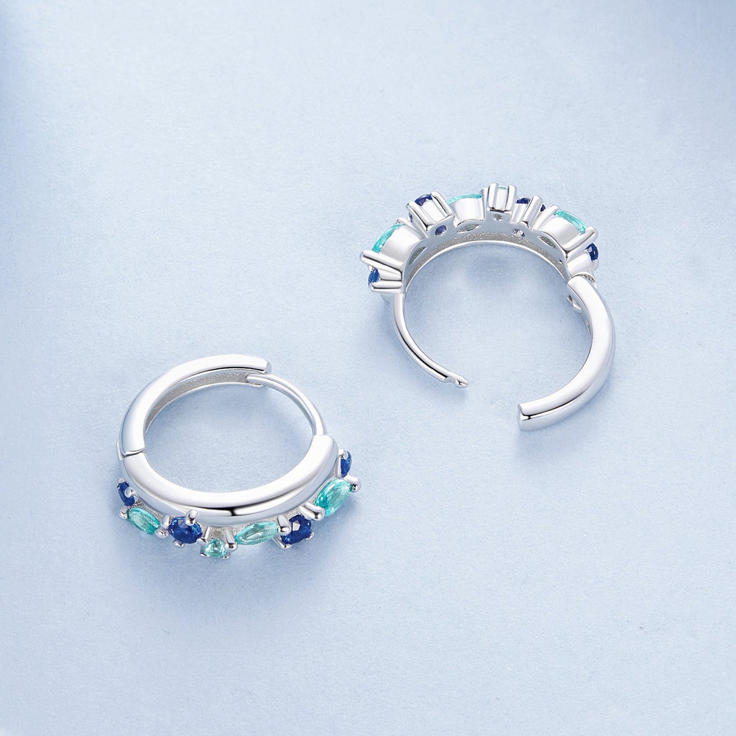 925 Sterling Silver Earrings with Pavé Setting and White Gold Plating for Women