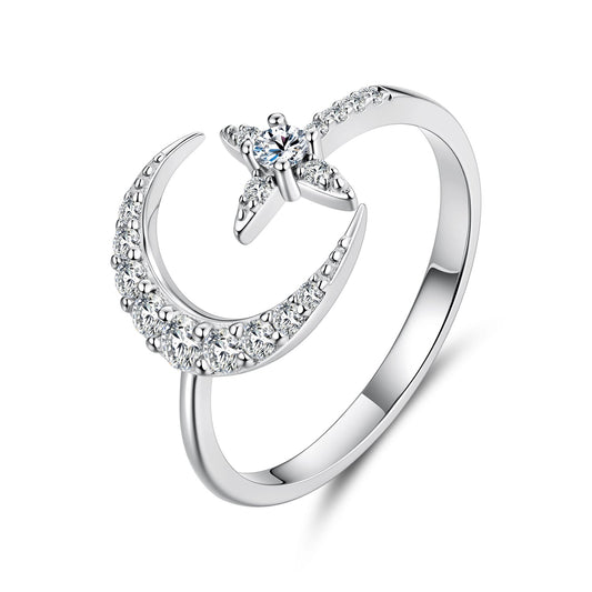 925 Sterling Silver Moissanite 0.25cm White Gold Plated Ring - Size E for Women