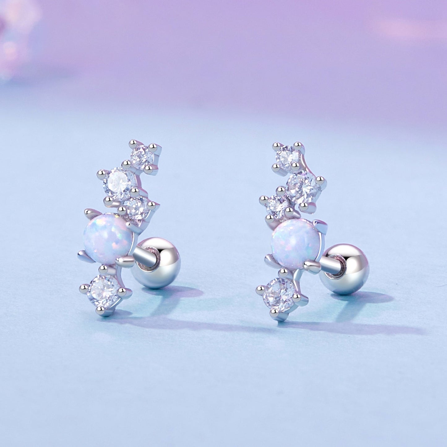 925 Sterling Silver Translucent Opal CZ Earrings for Women