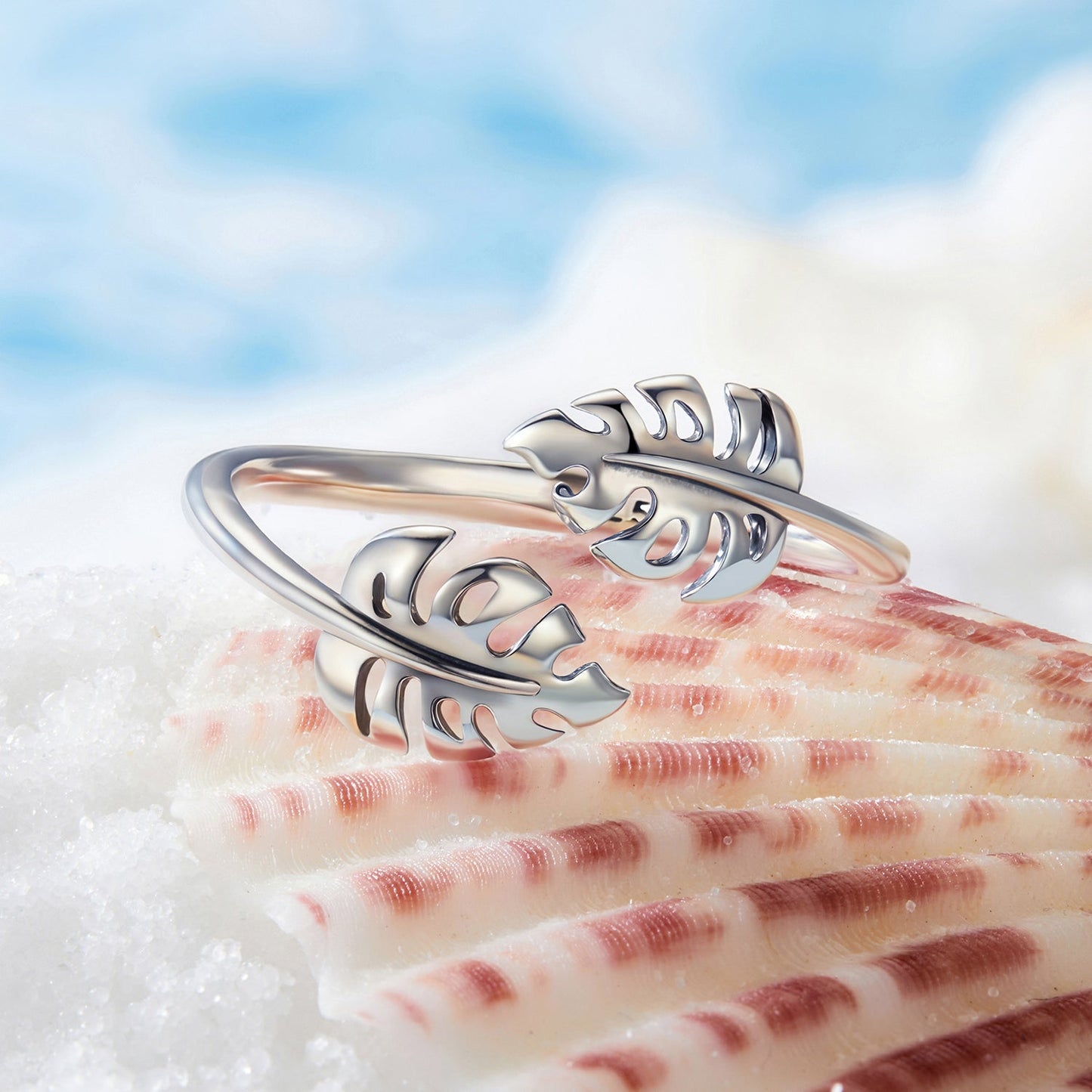 925 Sterling Silver Oxidized Leaf Ring for Women