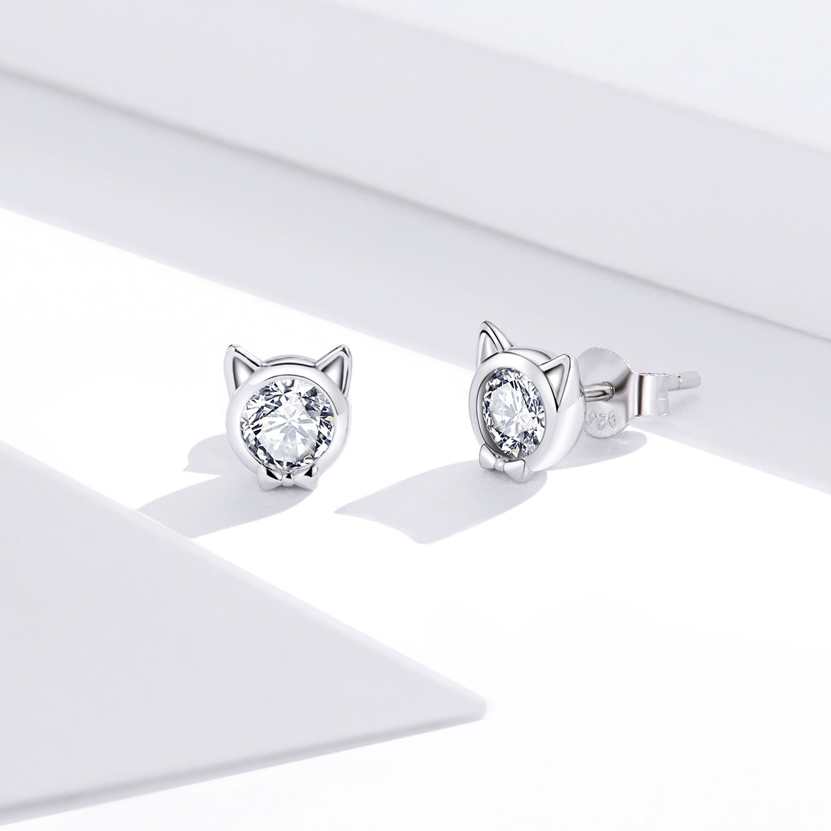 925 Sterling Silver Plated Platinum CZ Earrings for Women