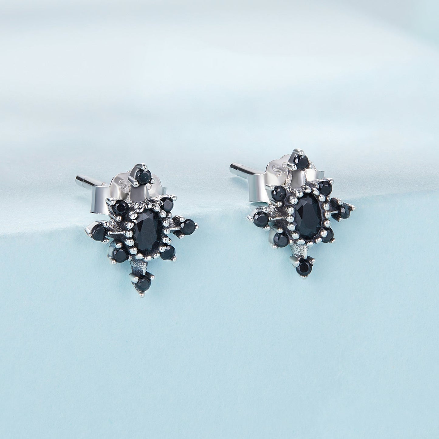 925 Sterling Silver Earrings with Pavé Setting CZ, Size 0.8*0.7cm for Women