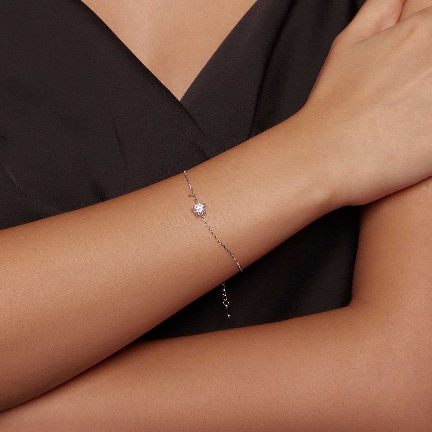 S925 Sterling Silver Moissanite Bracelet 15+3cm for Women