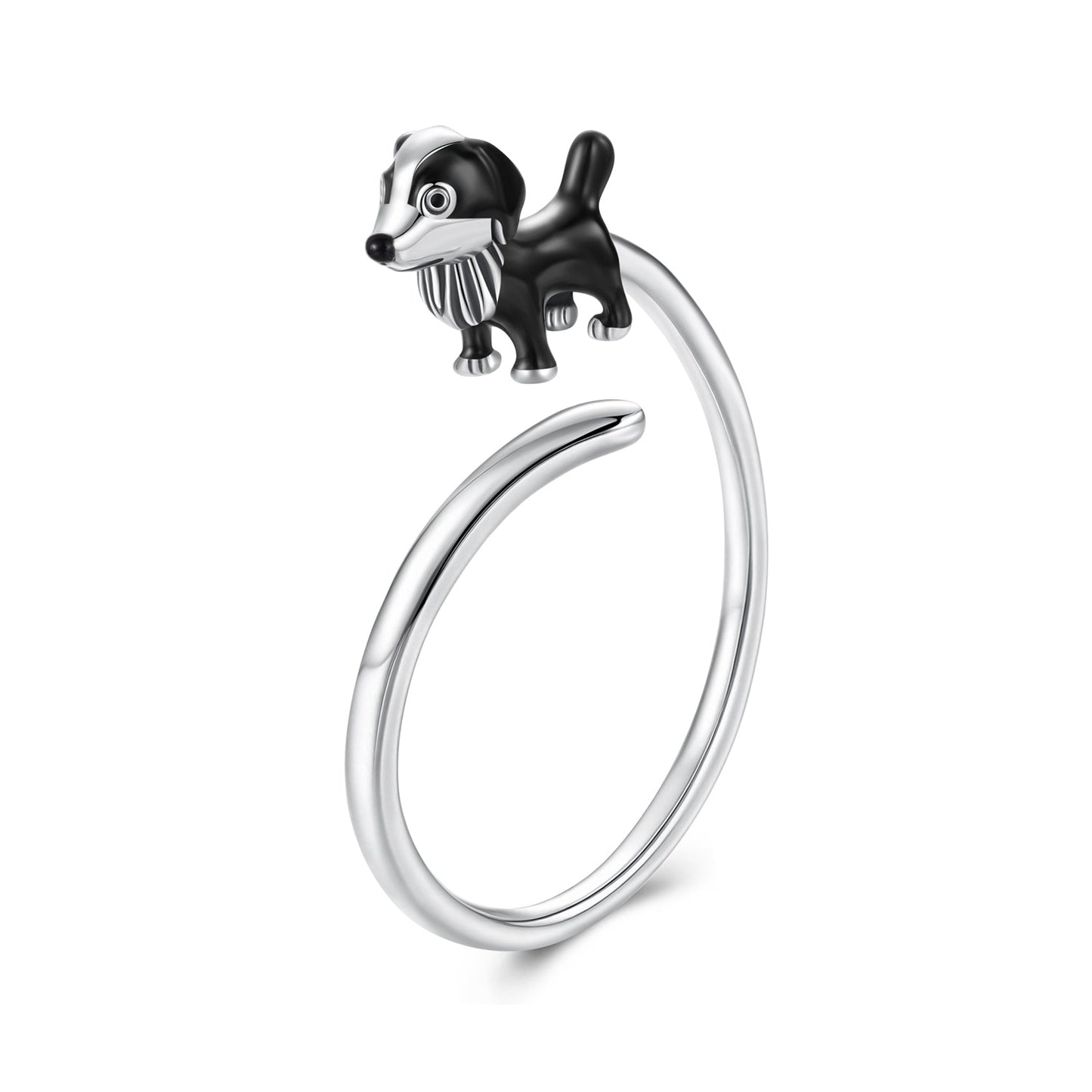 925 Sterling Silver Enamel Oxidized Silver Ring for Dogs