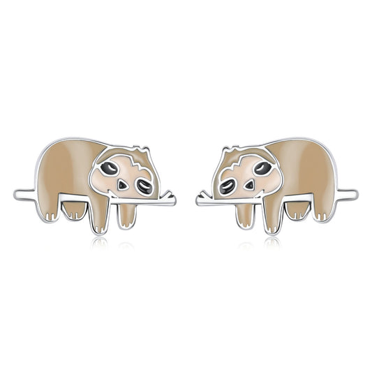 925 Sterling Silver Enamel Oxidized Earrings for Women, 0.7*1.2cm