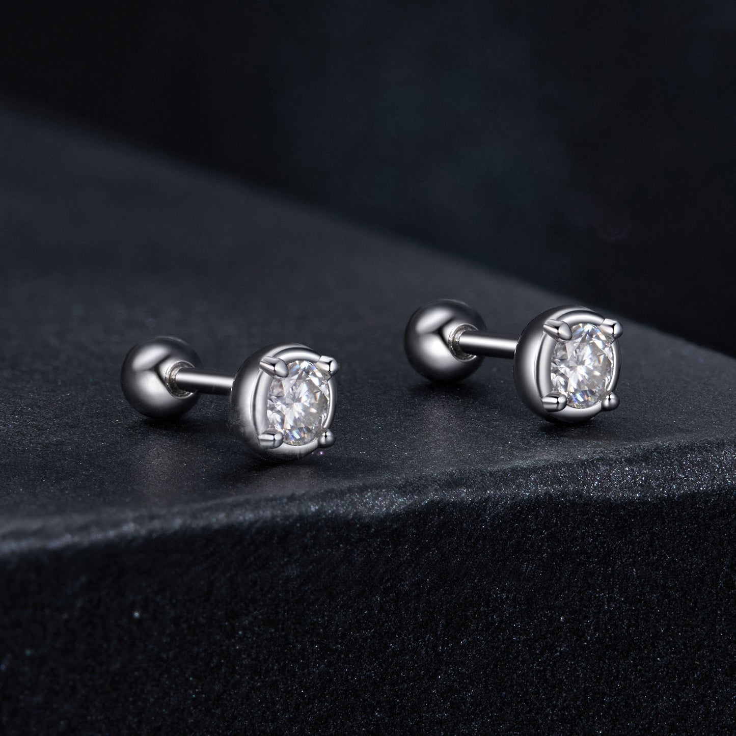 925 Sterling Silver 4mm Moissanite Earrings with Platinum Plating for Women